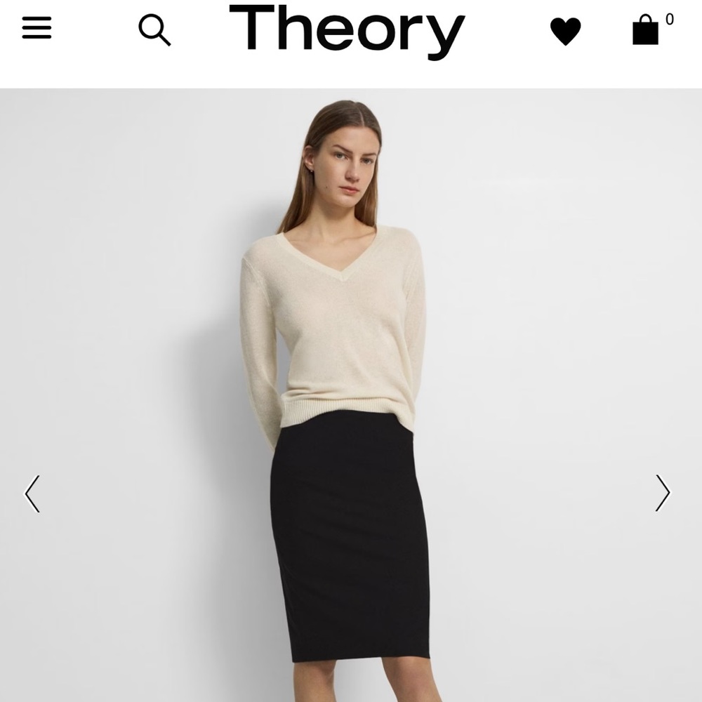 Theory Suit Pencil Skirt Size 2 96% Wool Black